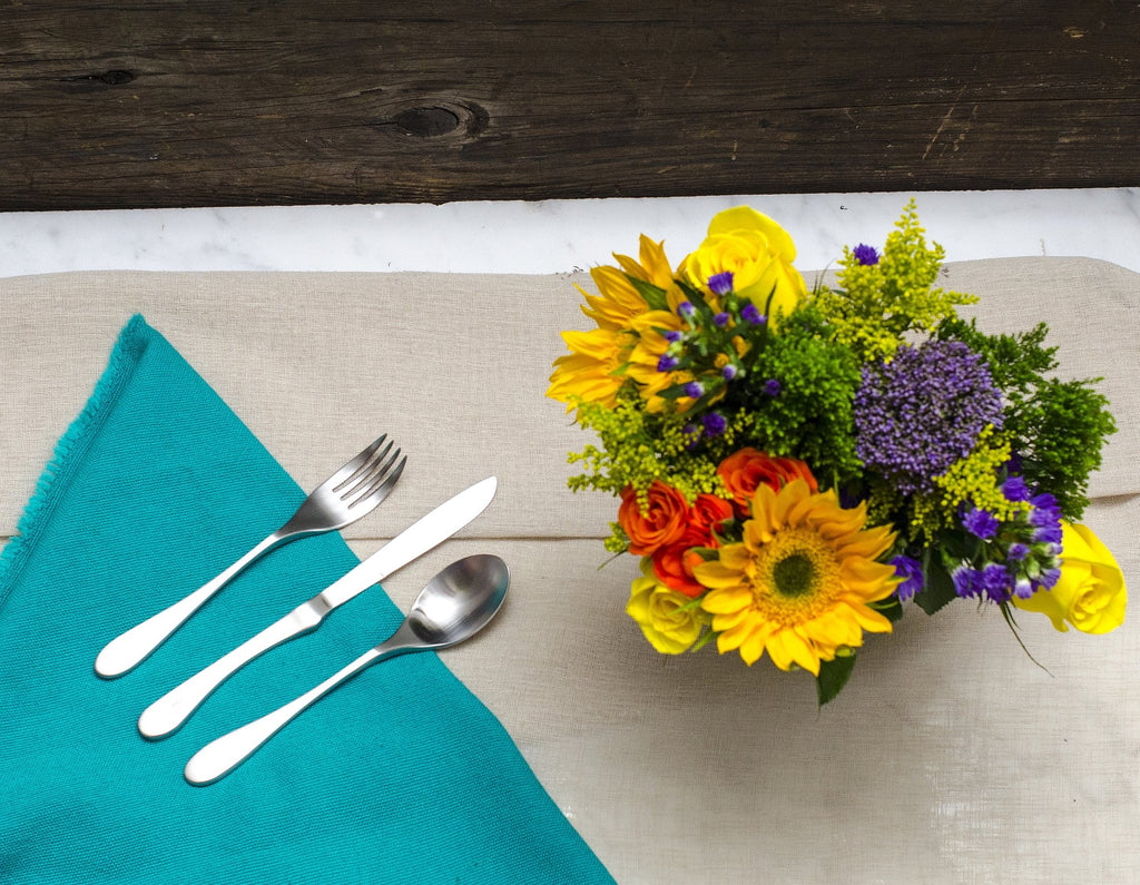 Flatware Starter, 12 Piece Set, Matte, Stainless Steel Utensils, Custom Service for 4