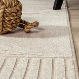Y Nordby High-Low Arch Striped Ivory/Cream Indoor/Outdoor Area Rug, 8x10, Modern, Contemporary, Geometric