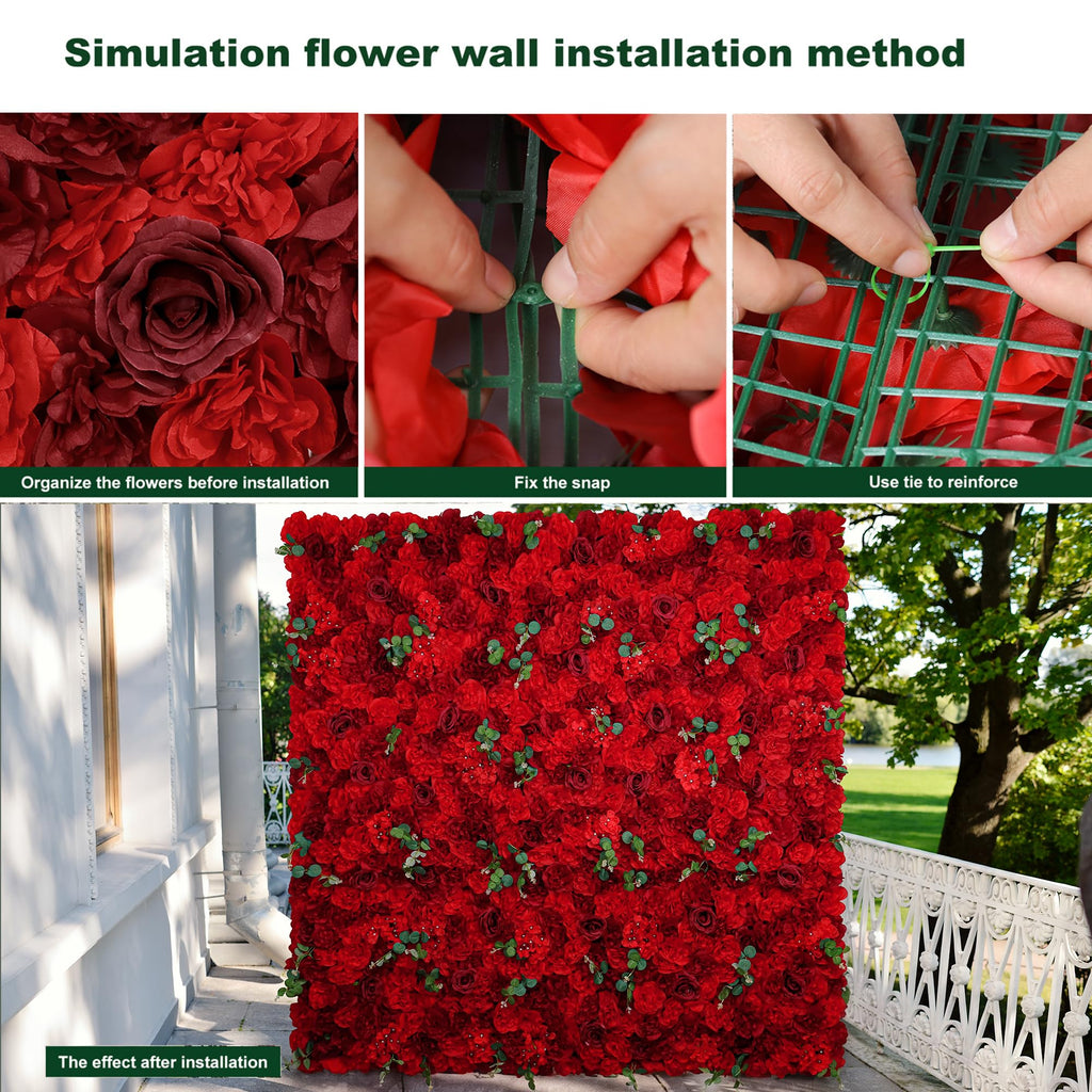 12pcs Flower Wall Panel 16.5"x16.5" Silk Floral Panels Decor