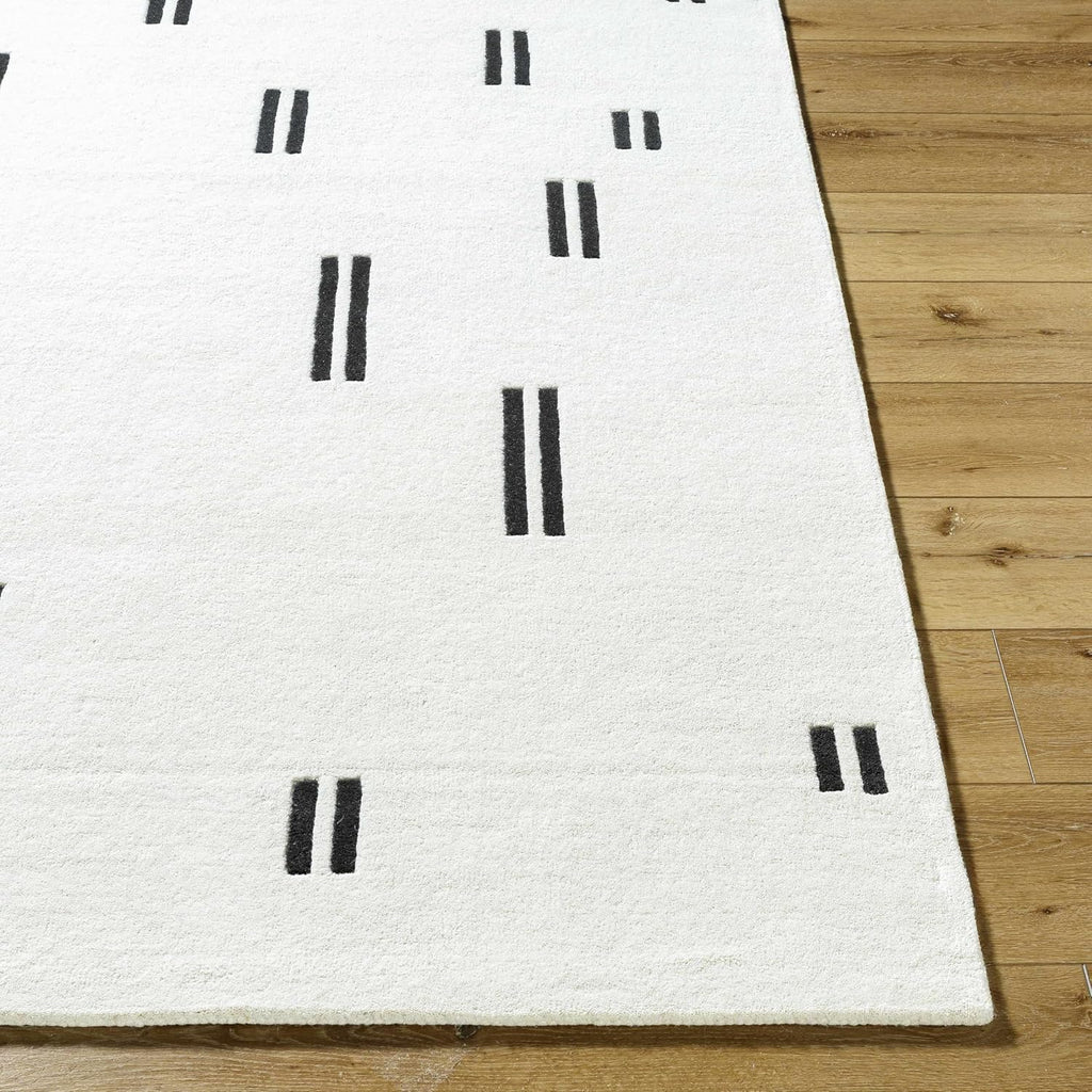 Yitta Wool Living Room, Bedroom Area Rug - Abstract Striped Geometric - Contemporary Modern Minimalist Scandinavian