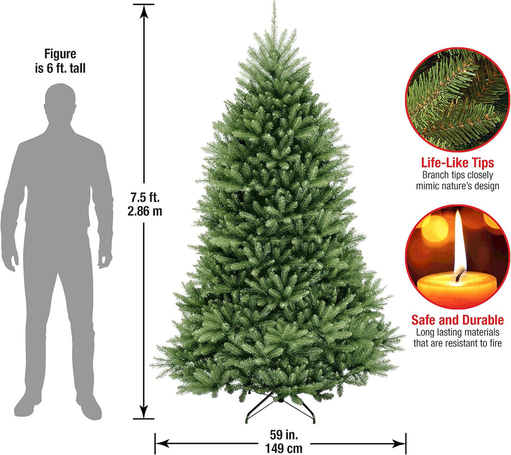 Tree Company 7.5ft Unlit Dunhill Fir Artificial Christmas Tree | 2,514 Tips, Includes Stand, Green