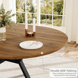 43.2"-59.1" Extendable Round Dining Table for 4-6 People, Modern Kitchen Oval Dining Table with Flexible Leaves Space