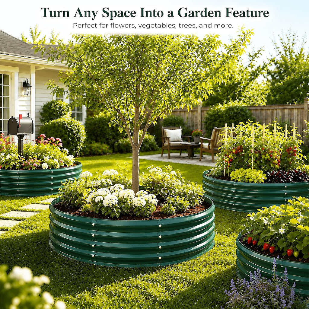 5FT Round Raised Garden Bed, Heavy Duty Galvanized Metal Planter Box for Vegetables, Flowers & Herbs, Rust-Resistant