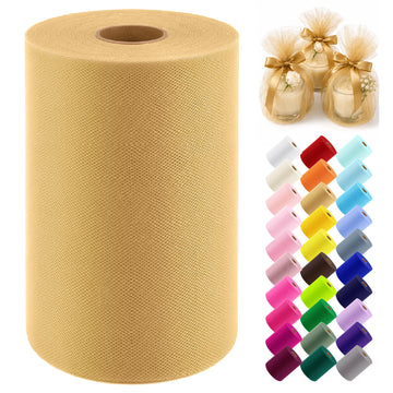 Honey Gold Tulle Fabric Roll 6 Inch x 100 Yards Tulle Ribbon