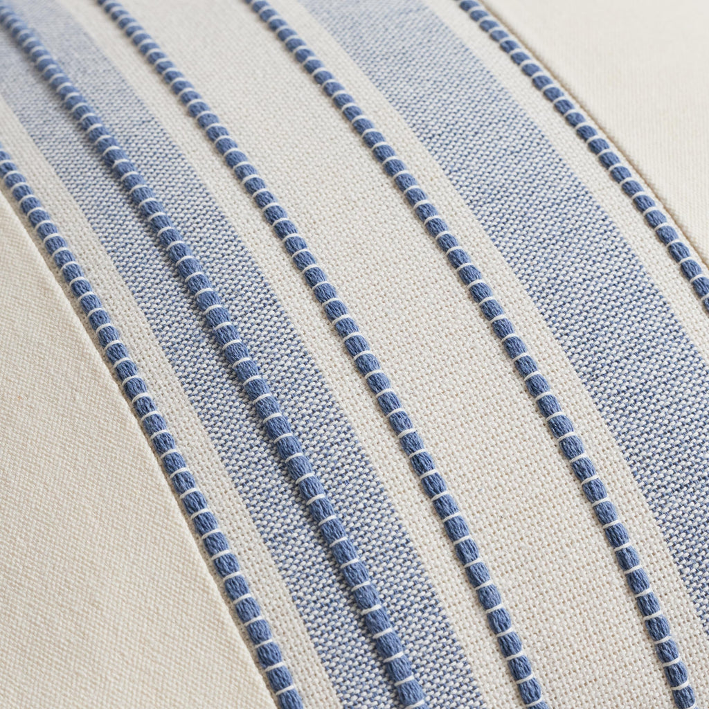 Striped Linen Decorative Throw Pillow Covers 18x18 Dusty Blue