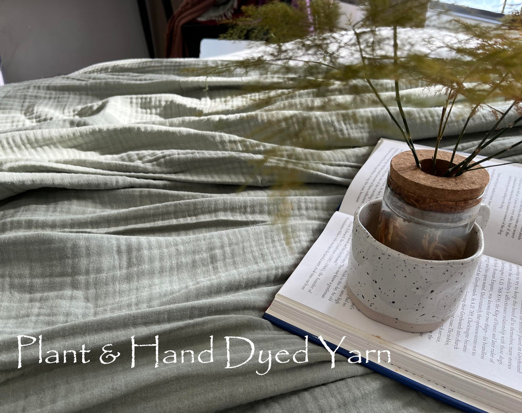 100% Organic Cotton Muslin Throw Blanket, 90"x90", Plant Dyed, Warm, Breathable Gauze Muslin Cotton