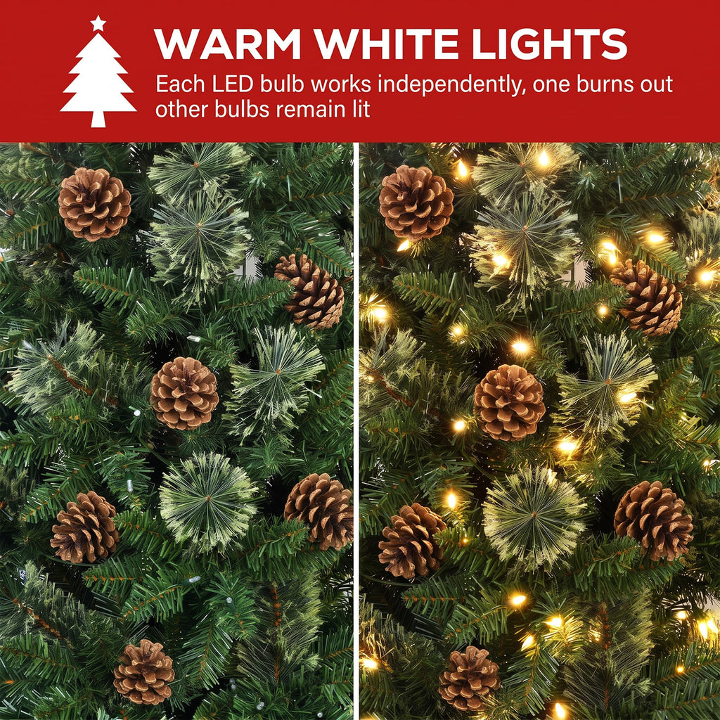 6ft Pre-Lit Slim Christmas Tree, 150 Warm White & Multi-Color Lights