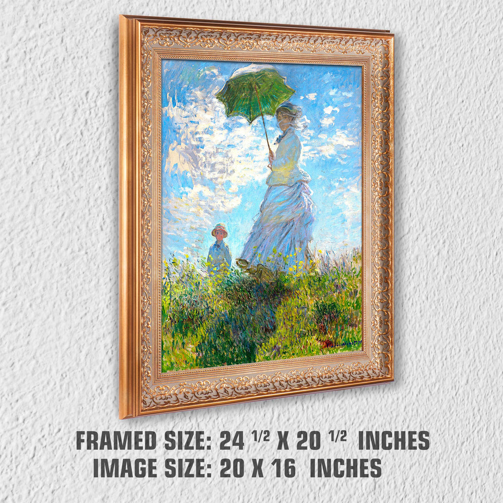 The Walk, Woman with a Parasol (1875) by Claude Monet Framed Size:24.5x20.5 inches, Image Size:20x16 inches World