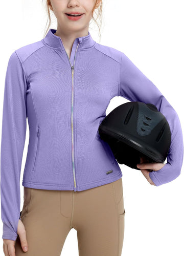 Girls Full Zip Athletic Jacket Fleece Lined