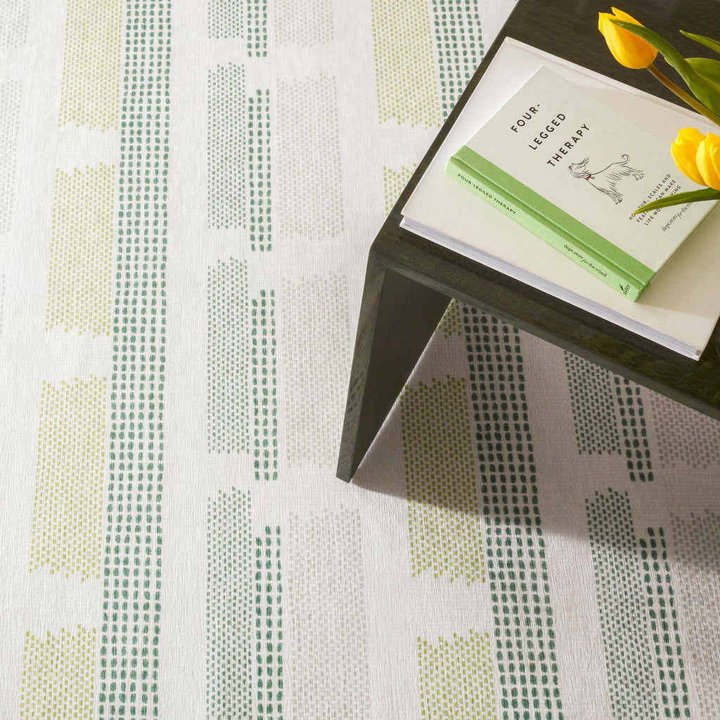 Tread Lightly Green Striped Printed Washable Rug