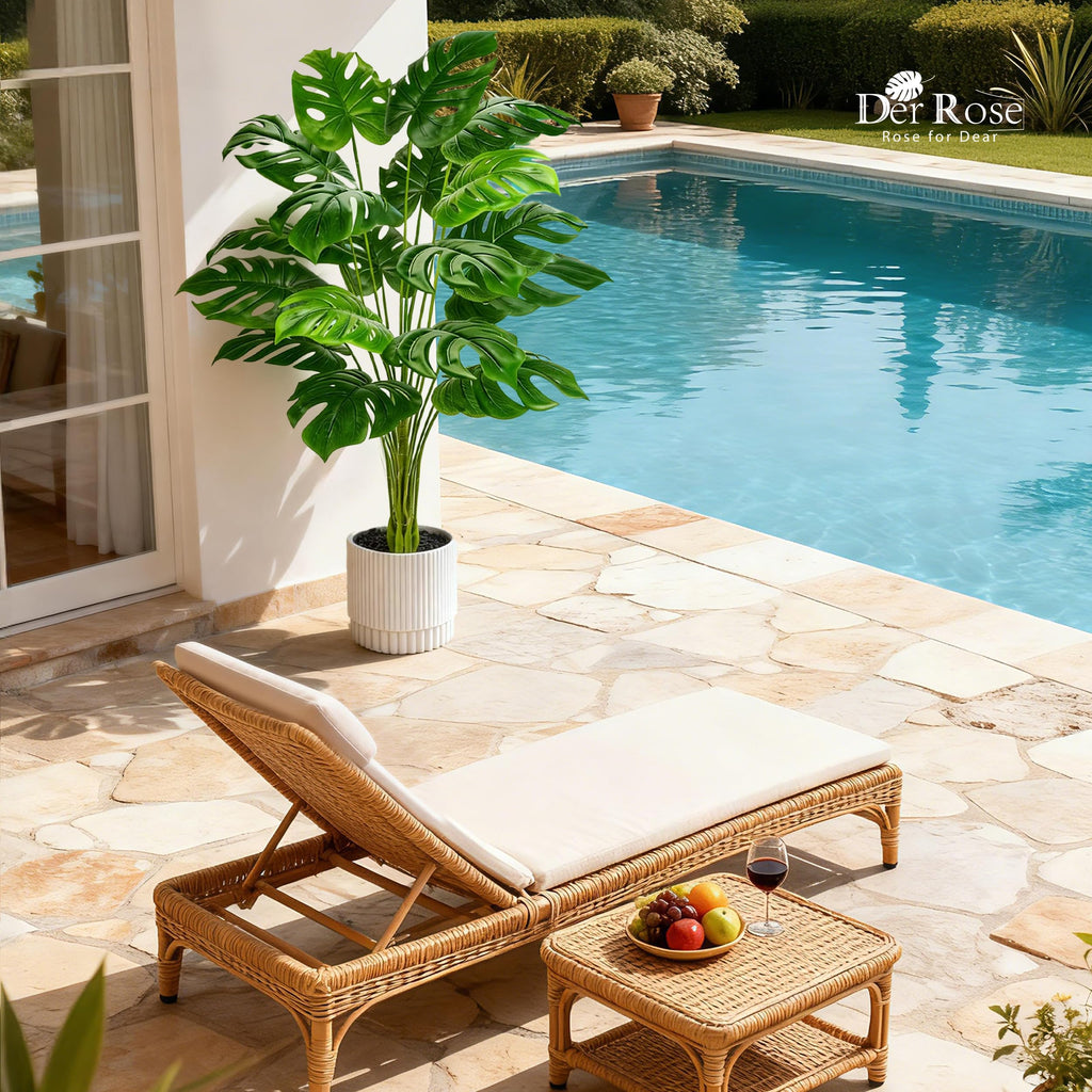44" Artificial Plants Indoor, Monstera Floor Plant in White Pot