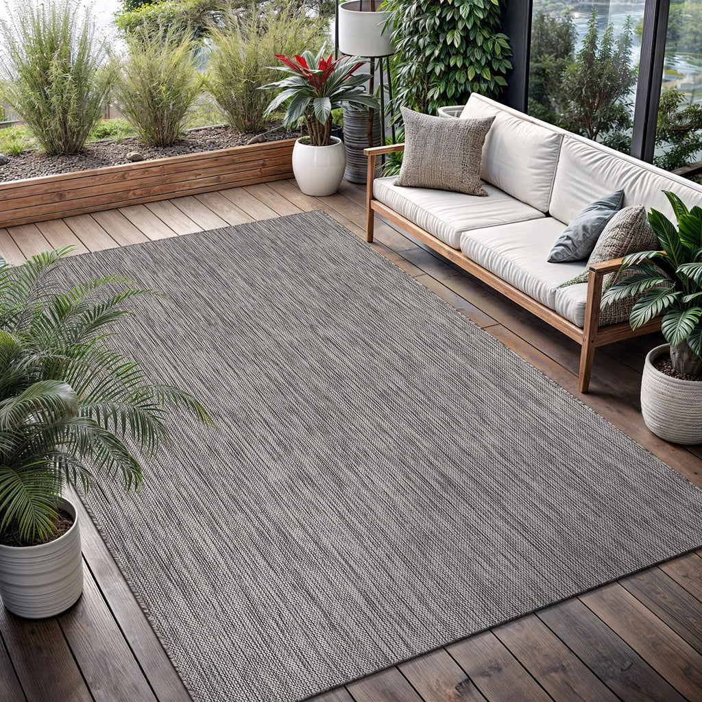 Washable Indoor Outdoor Rug 5x7 Weather Resistant Area Rugs Modern Solid for Porch Deck Balcony Back