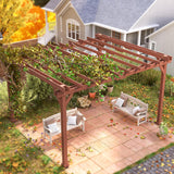 11' x 12.5' Outdoor Pergola, Wood Pergola Gazebo Grape Trellis with Stable Structure for Climbing Plant Support, Patio