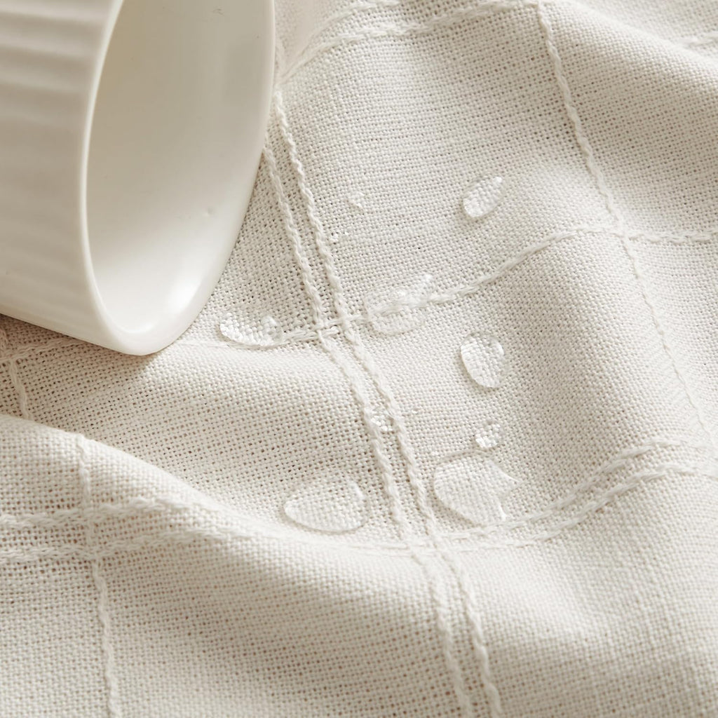Linen Checked Table Cloth 60x104 Inches (Fit 6ft - 7ft, Narrow Fit 8ft Rectangle Table), Farmhouse S