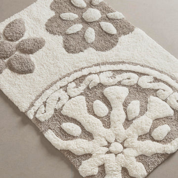 Casablanca Tufted Cotton Bath Rug Non-Slip, 20 x 30, Taupe