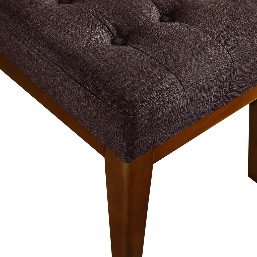 Claire Button Tufted Upholstered Bedroom Bench, Modern Fabric Padded Ottoman with Wooden Legs, Dark Brown