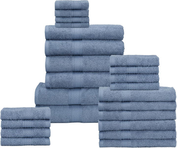 24 Piece Bath Towels Set - 100% Cotton 24 PC Bulk Pack Hotel Spa Towel Set- 2 XXL Oversized Big Towels, 4 Bath