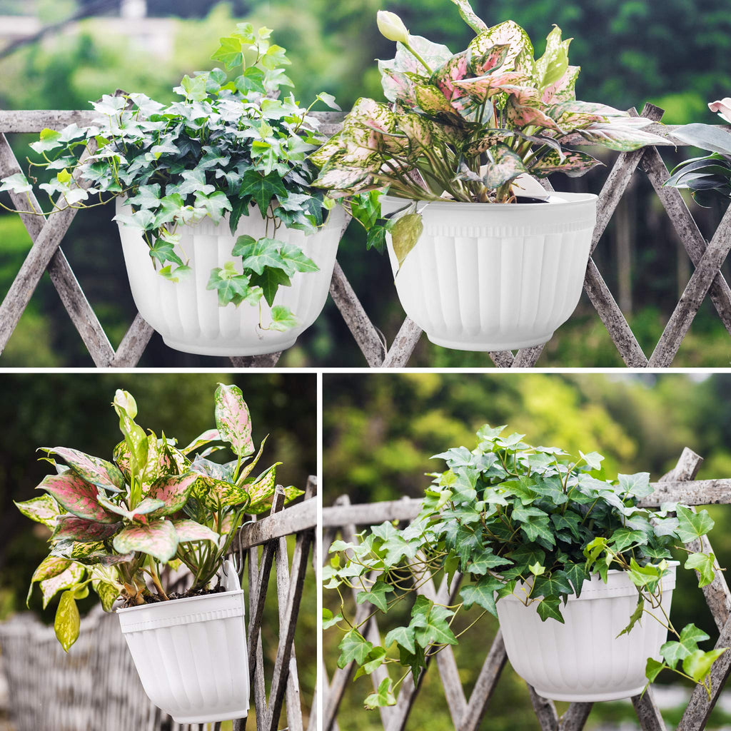 4 Pack White Wall Planter Pots Vertical Living Wall Hanging Planters Wall Mounted Planter Holder with Drainage Hole