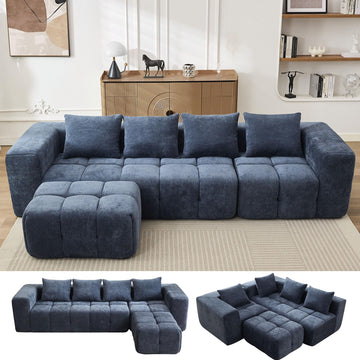 119" Boneless Couch, Cloud Sectional Couch with Deep Seat, High-Density Memory Foam and Chaise, Sectional L Shaped
