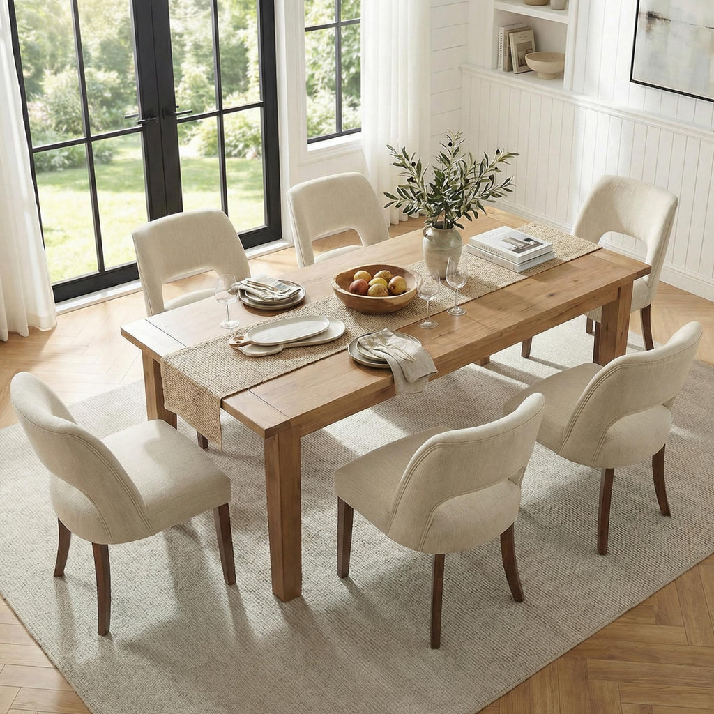 Wooden Set of 2 with Rubberwood Legs and Open Back