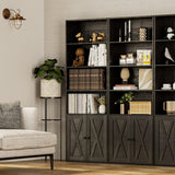 Industrial Bookshelves and Bookcases with Doors Floor Standing 6 Shelf Display Storage Shelves 70 in Tall Bookcase