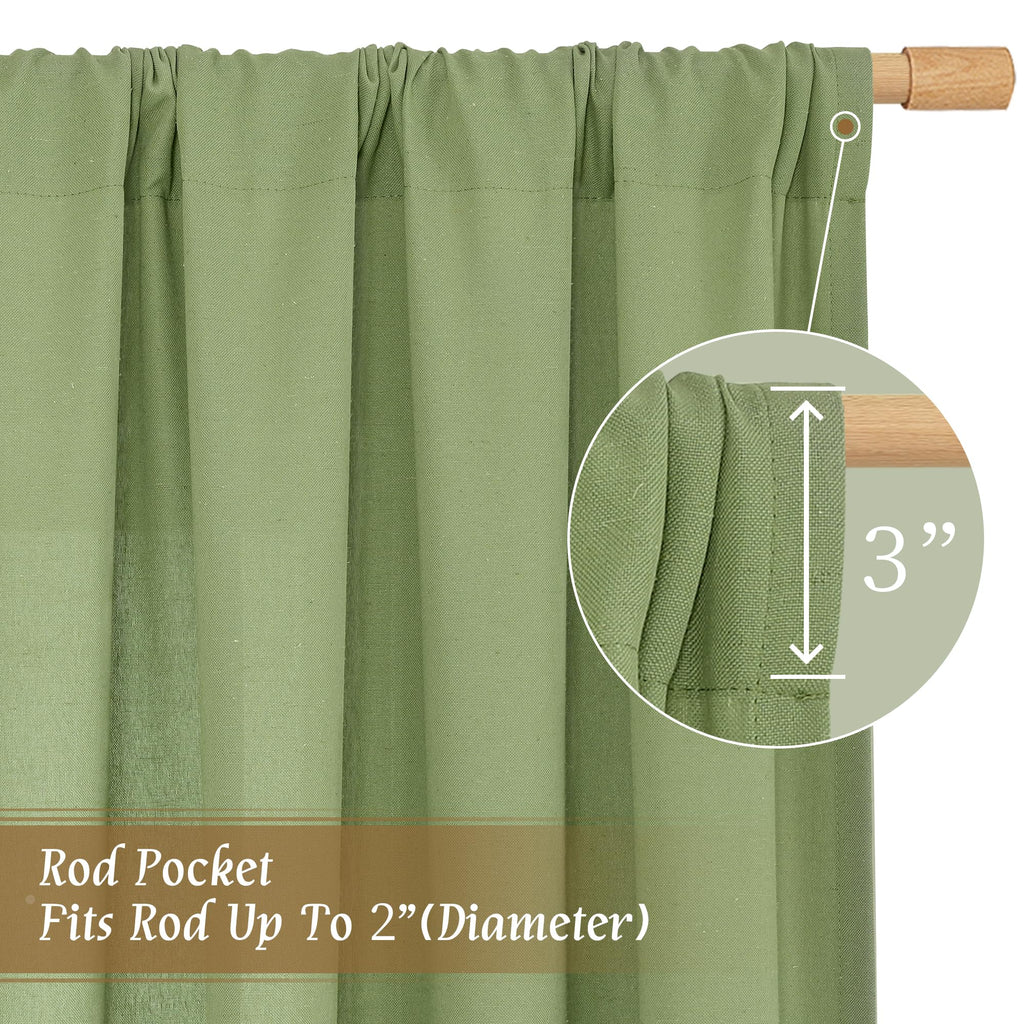 Sage Green Small Linen Curtains 30 Inch Length Window