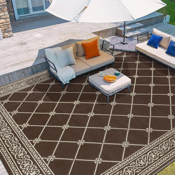 Outdoor Rugs s Clearance Brown Camping Rug for RV Outside, Reversible Waterproof Plastic Straw Rug Large Outdoor