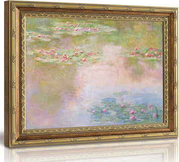 Water Lily Wall Art Vintage Gold Framed Wall Decor 12x16 In
