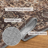 Washable Large Round Area Rug 6ft for Living Room, Washable Vintage Accent Distressed Faux Wool Ultr
