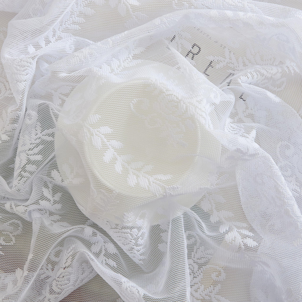 Isabella White Lace Valance Curtains, Sheer Topper, 54x18 inch