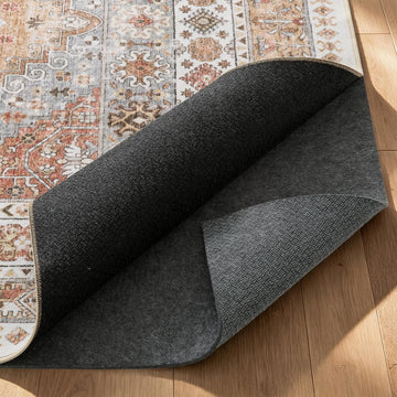 Rug Pad 5x7-1/4 Thick, Felt and Rubber Backing, Under Area Rug Protective Cushioned Pads, Keep Rugs Safe and