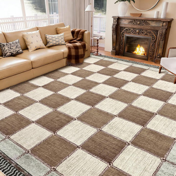 Checkered Area Rugs, Washable Large Bedroom Rug
