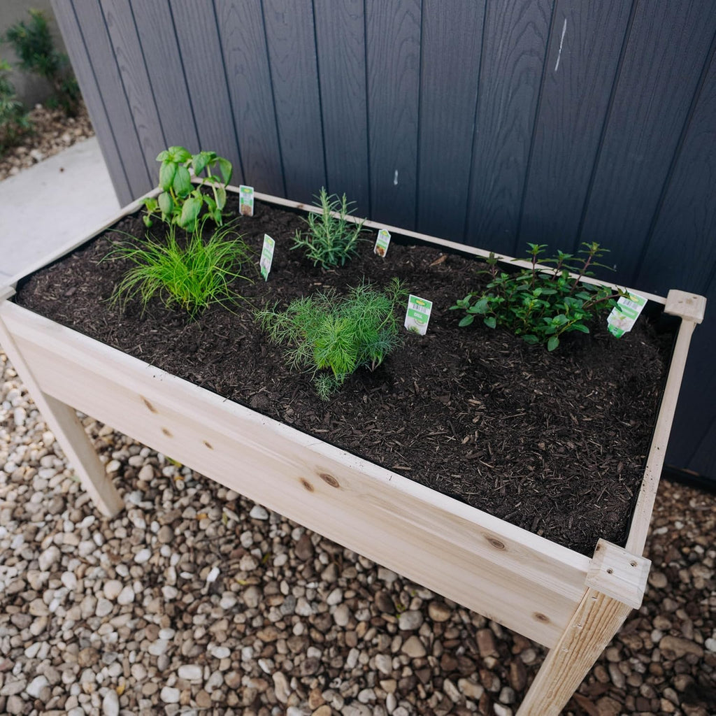 Expressions Wooden Raised Garden Bed|Elevated Planter Box with Included Bed Liner|Outdoor Vegetable, Flower, and Herb