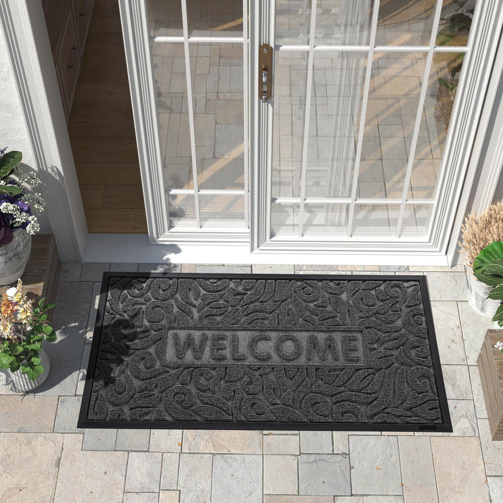 Large Welcome Mat 47x24, Waterproof Non-Slip Outdoor Mats for Front Door Outside Entrance, Low-Profile Entryway Mat