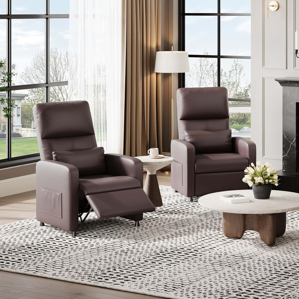 GarveeHome Power Recliner Chair, Adjustable Electric Recliner Ergonomic Overstuffed PU Leather Single Sofa, Tall Back