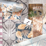 Abaco Tropical Foliage Indoor Outdoor Area Rug, Leaf Coastal Design, UV Fade Resistant, Dark Blue, 5
