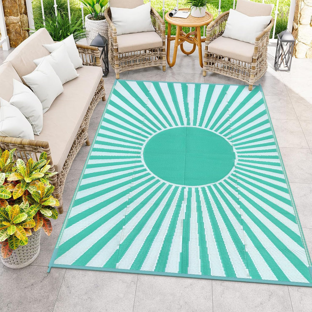 Outdoor Rug Waterproof - Portable Outdoor Camping RV Rug, Reversible Large Plastic Straw Patios Mat, Outside