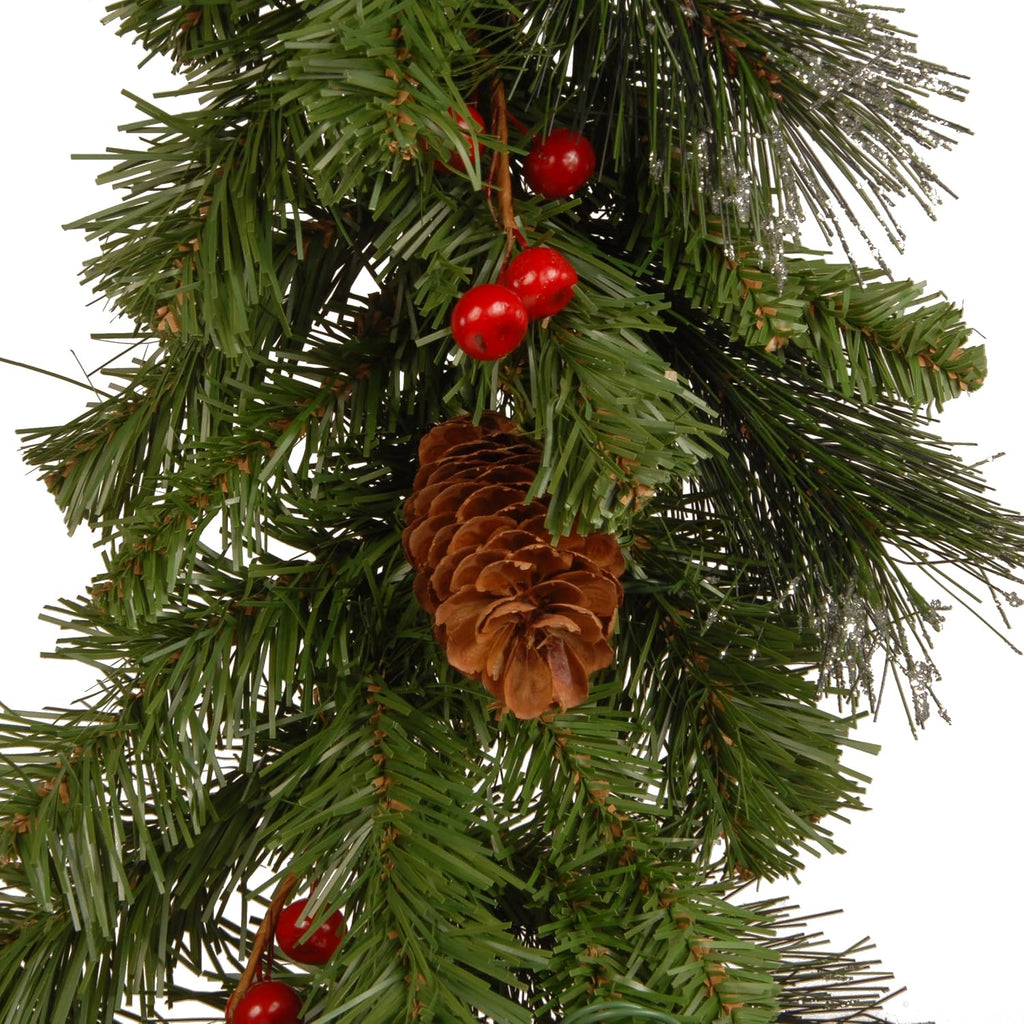 Tree Company 9ft Pre-Lit Crestwood Spruce Christmas Garland | 50 Warm White LED Lights, 180 Tips, Artificial