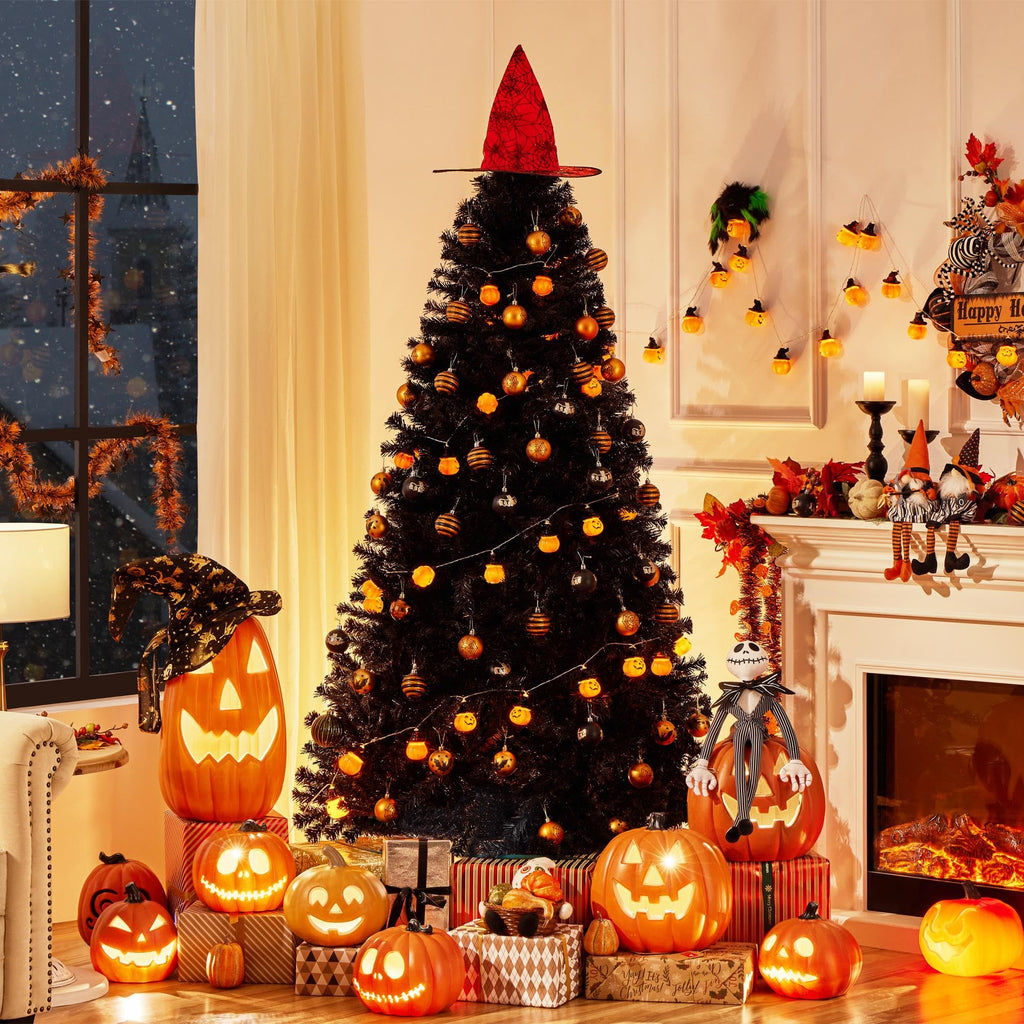 6ft Black Artificial Christmas Pine Tree, Unlit Christmas Trees