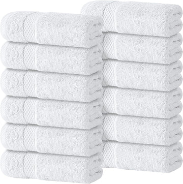 Luxury Cotton Washcloths 13x13 Inch - 650 GSM Turkish Cotton | Hotel, Spa, Bathroom Face Towel | 12 Pack