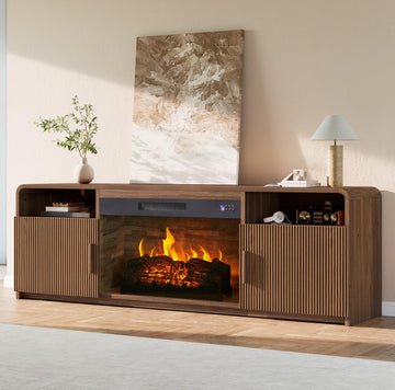 70" Fluted with 30" Electric Fireplace