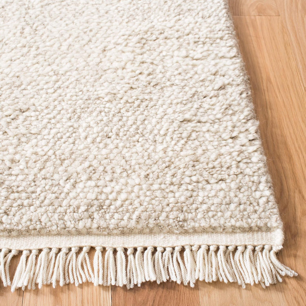 Casablanca Area Rug - 10' x 14', Beige, Hand-Knotted Wool Tassel Fringe