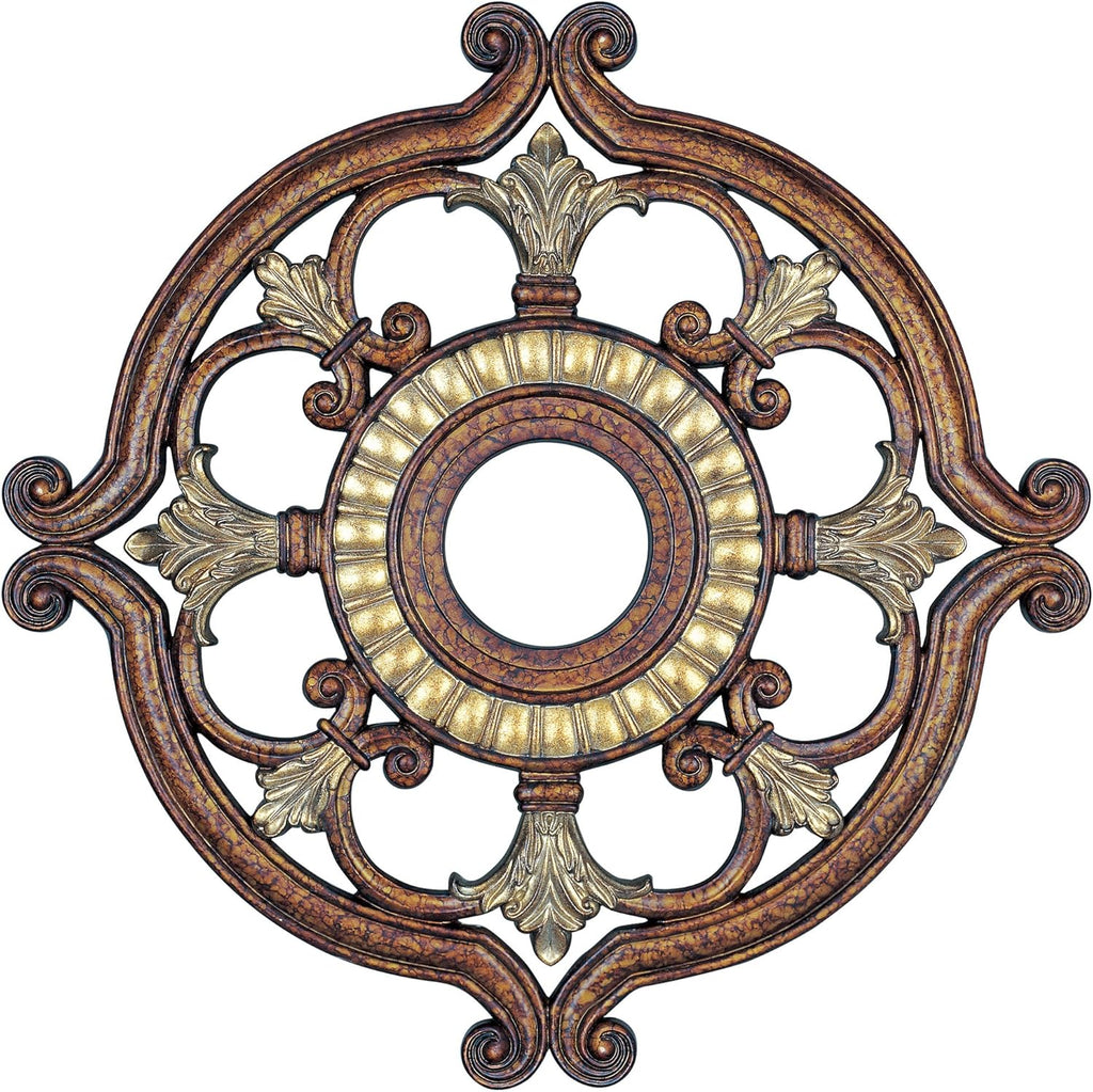 Ceiling Medallion in Palacial Bronze with Gilded Accents, 0.1 x 0.1 x 1.5