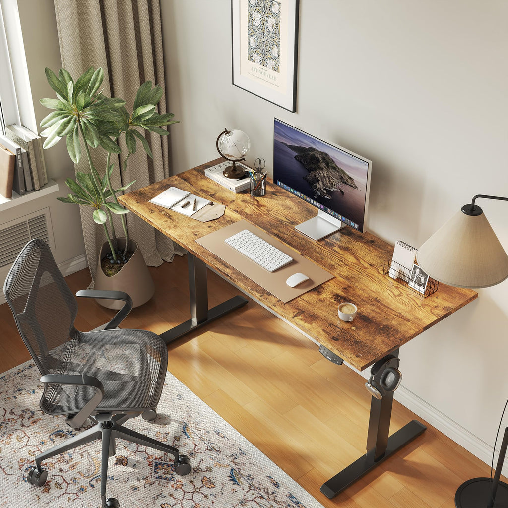48*24 Inch Height Adjustable Electric Standing Desk, Rustic Brown