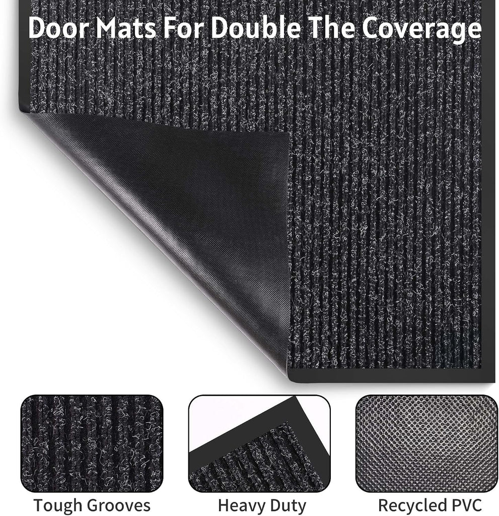 Front Door Mat Indoor Outdoor Entrance, 3' x 4' Heavy Duty All Season Waterproof Doormat, Non-Slip Commercial Floor