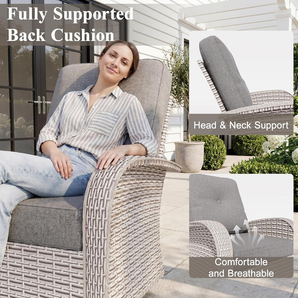 Patio Wicker Chairs Swivel Rocker, Outdoor Swivel Glider Rocker Chairs with Rattan Side Table, All Weather