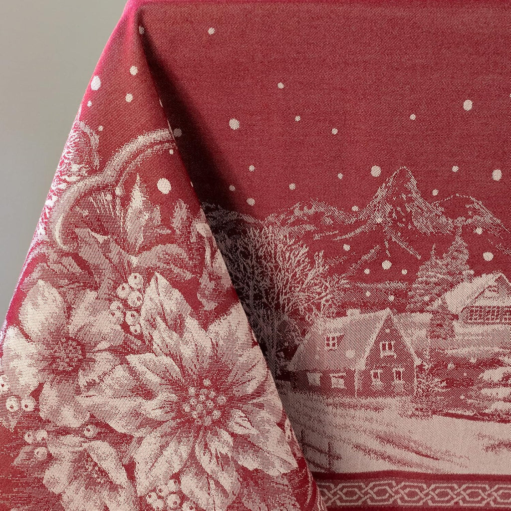 Engineered Jacquard Heavyweight Fabric Table Cloth, Holiday, Winter, and Christmas Tablecloth (Chris