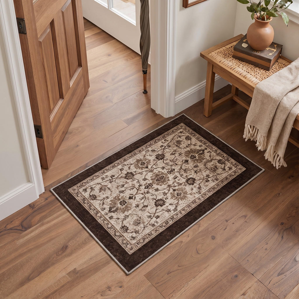 2X5 Washable Hallway Runner Rug, Boho Vintage Floral Non Slip