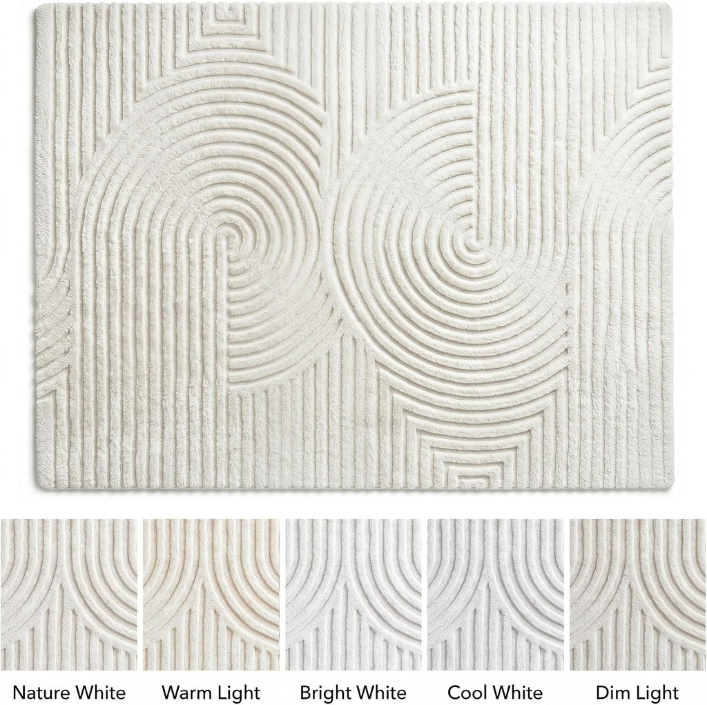 Beige Solid Color Area Rug, Large Washable Living Room Rug