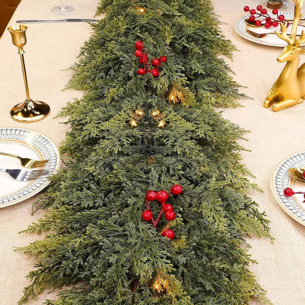 Timer & 50 LED - 9 Ft by 12 Inch Prelit Christmas Garland with Lights